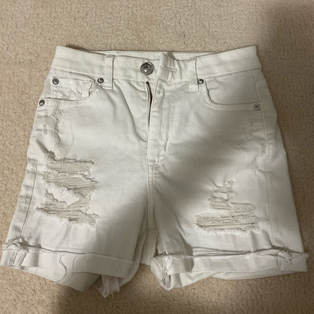 American Eagle white denim shorts